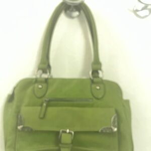Bueno Green Faux Leather Satchel Handbag Shoulder Bag Multiple Pockets